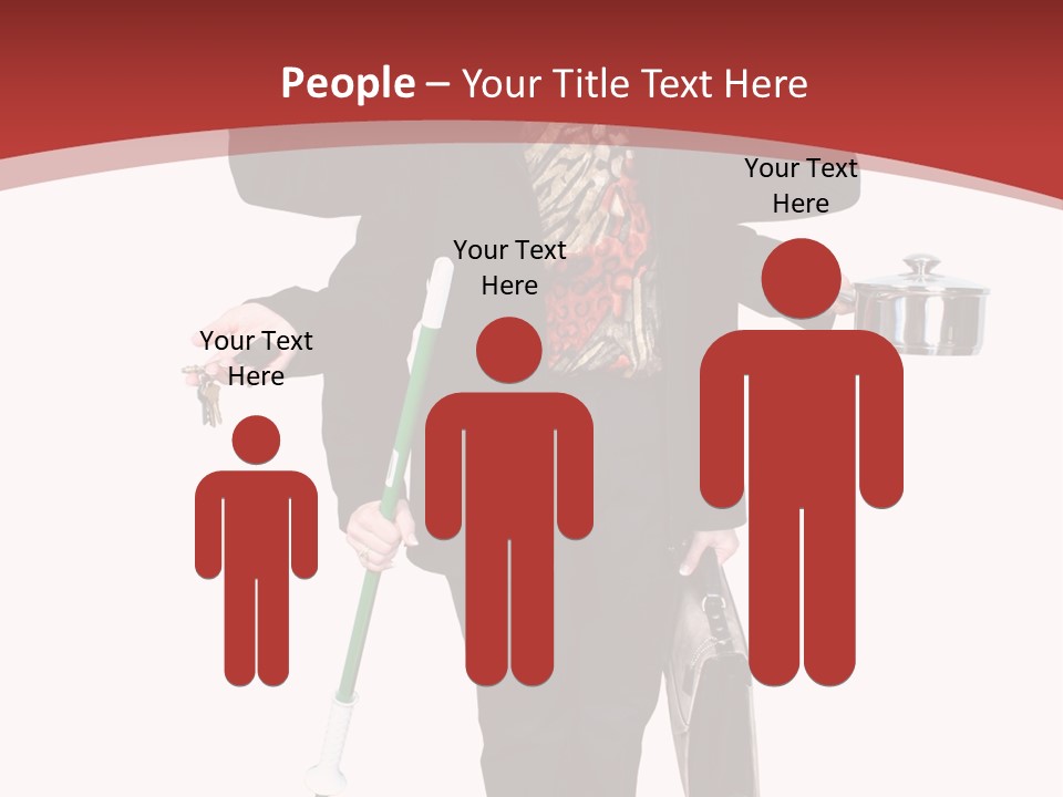 Woman With Six Arms Holding A Mop, Briefcase, Champagne Glasses, Cellphone, Keys And Cooking Pot. PowerPoint Template