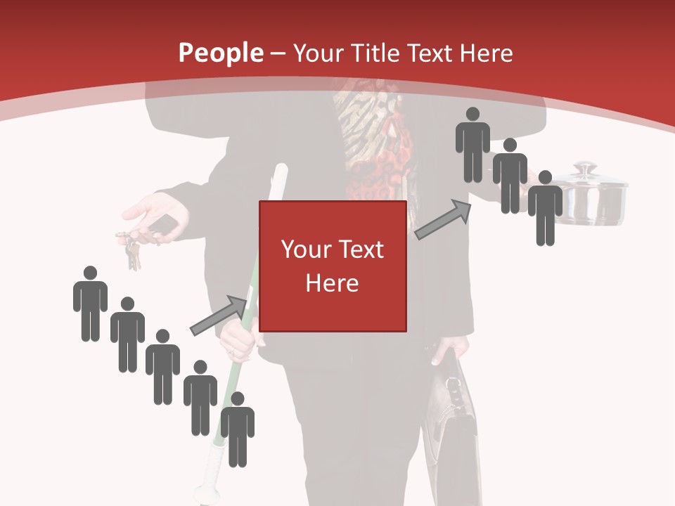 Woman With Six Arms Holding A Mop, Briefcase, Champagne Glasses, Cellphone, Keys And Cooking Pot. PowerPoint Template