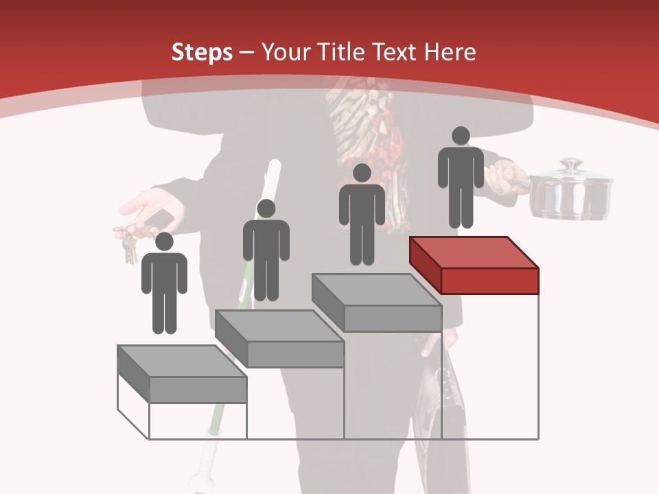 Woman With Six Arms Holding A Mop, Briefcase, Champagne Glasses, Cellphone, Keys And Cooking Pot. PowerPoint Template