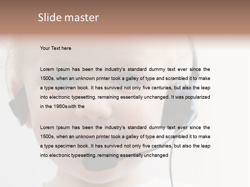 Young Boy Wearing Phone Headset PowerPoint Template