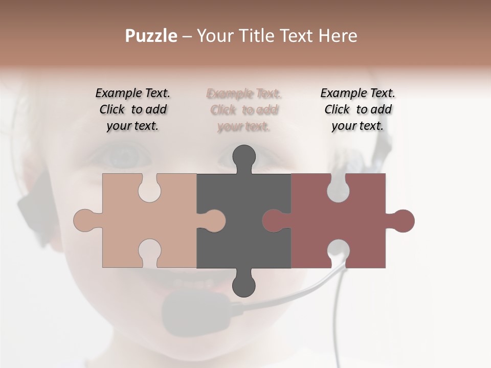 Young Boy Wearing Phone Headset PowerPoint Template