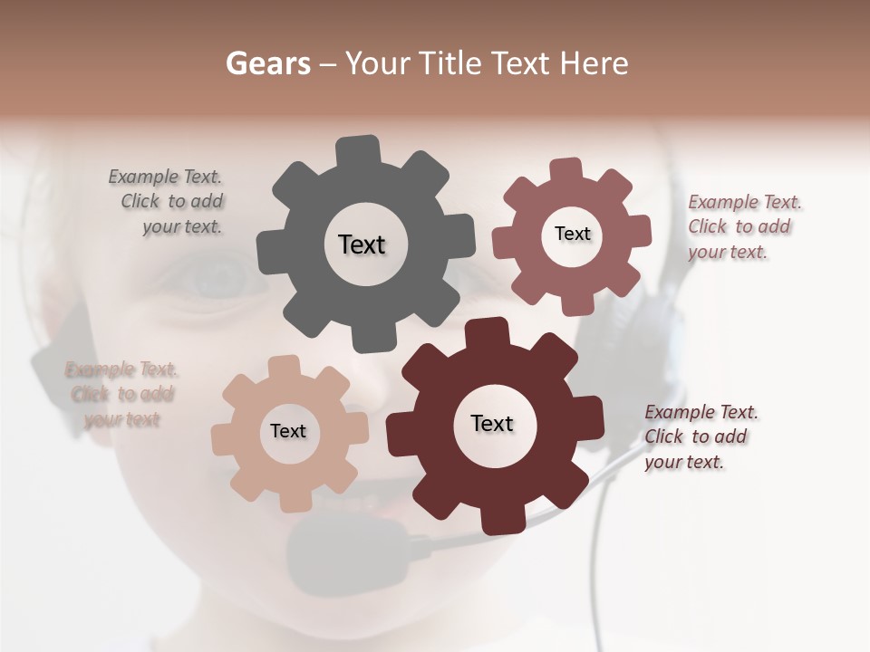 Young Boy Wearing Phone Headset PowerPoint Template