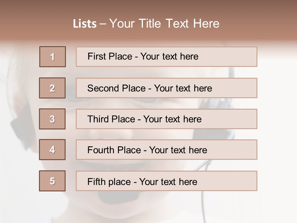 Young Boy Wearing Phone Headset PowerPoint Template