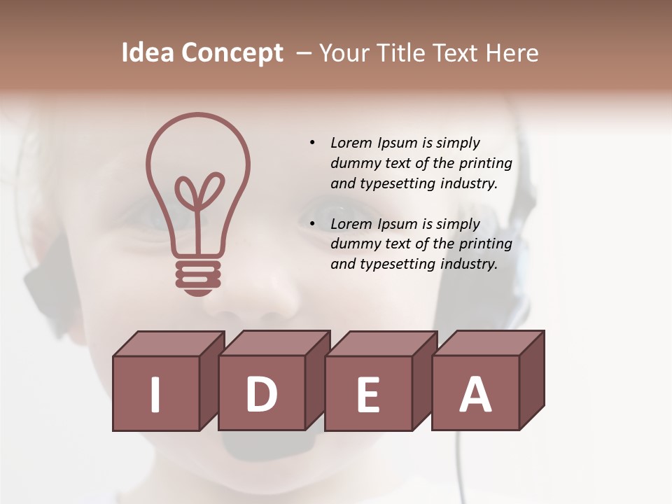 Young Boy Wearing Phone Headset PowerPoint Template