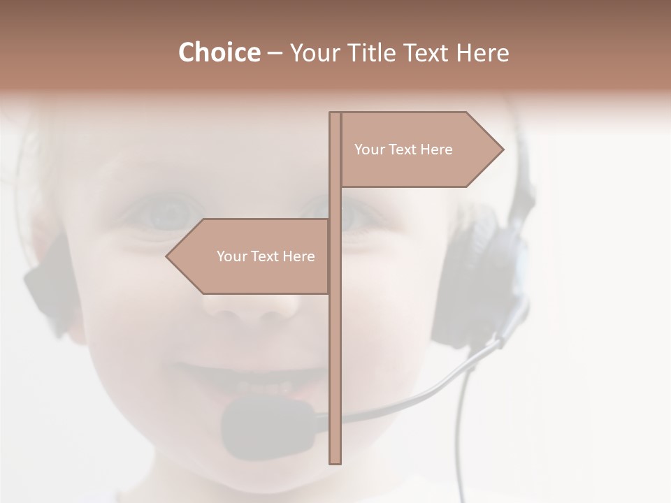 Young Boy Wearing Phone Headset PowerPoint Template