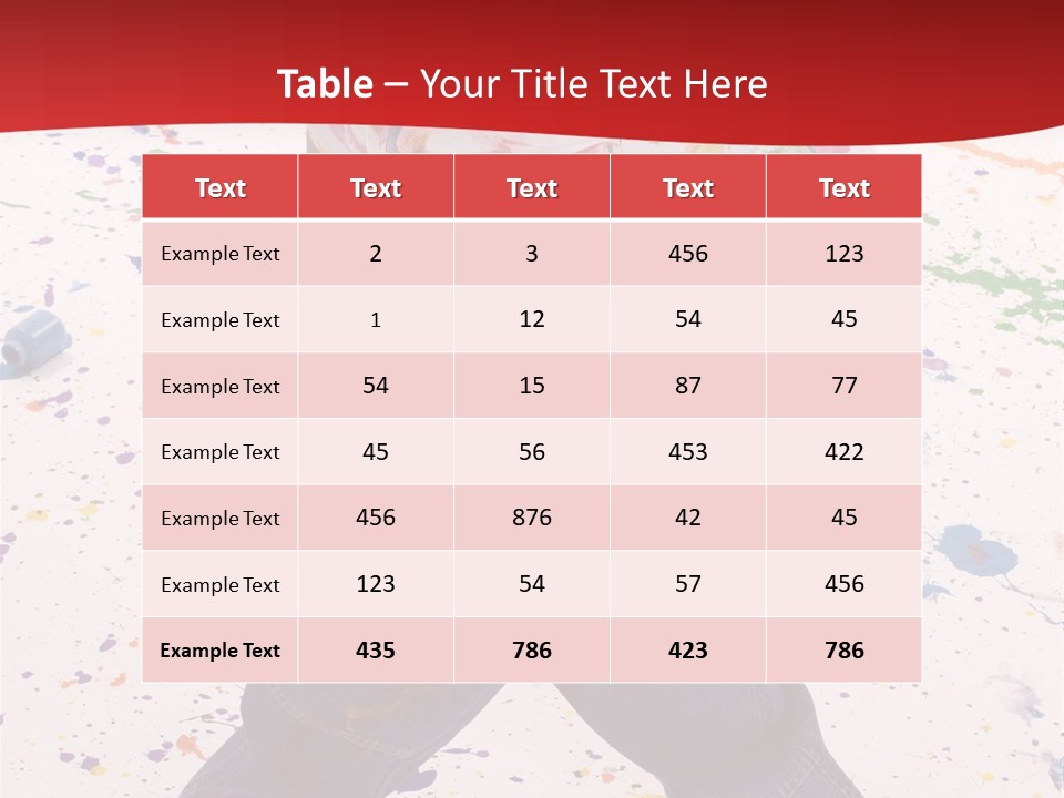 Adorable 3 Year Old Boy Child Covered In Bright Paint. Mess Of Paint On Wall, Floor, And Child. PowerPoint Template