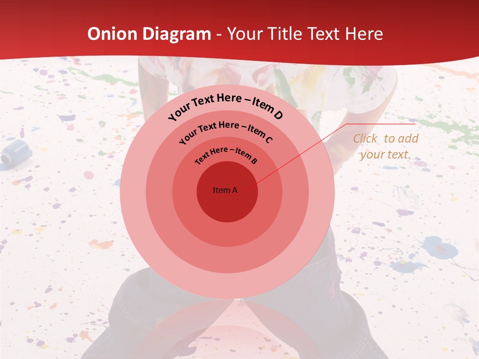 Adorable 3 Year Old Boy Child Covered In Bright Paint. Mess Of Paint On Wall, Floor, And Child. PowerPoint Template