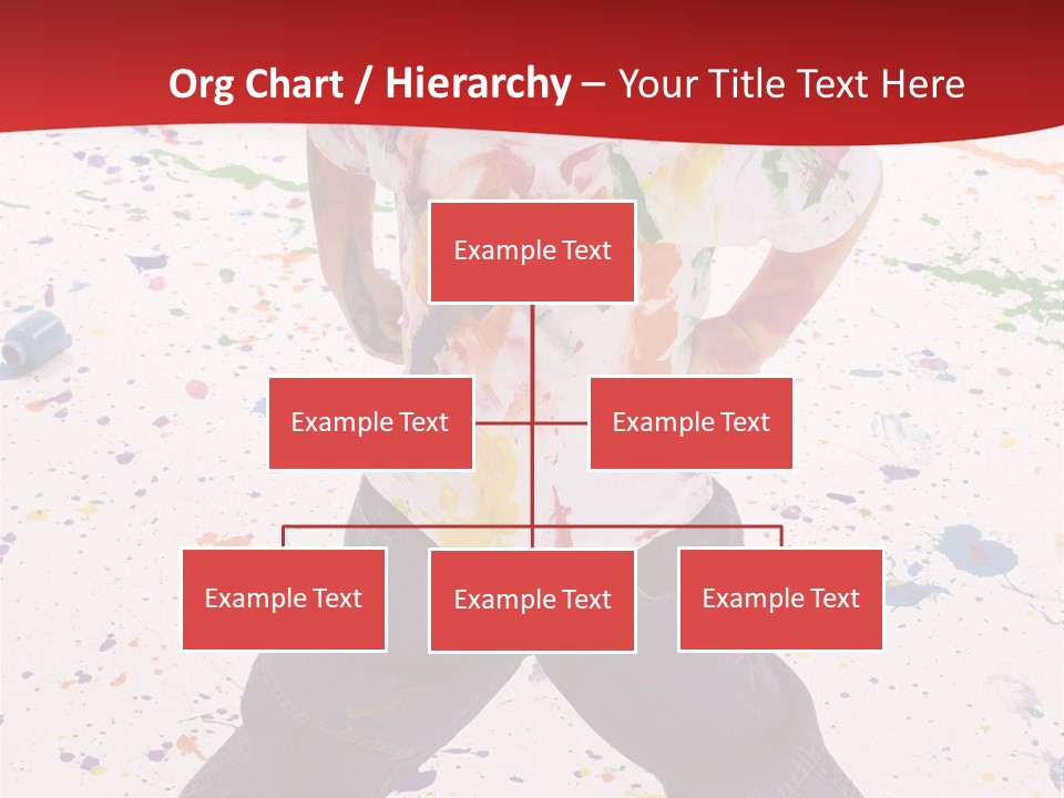 Adorable 3 Year Old Boy Child Covered In Bright Paint. Mess Of Paint On Wall, Floor, And Child. PowerPoint Template