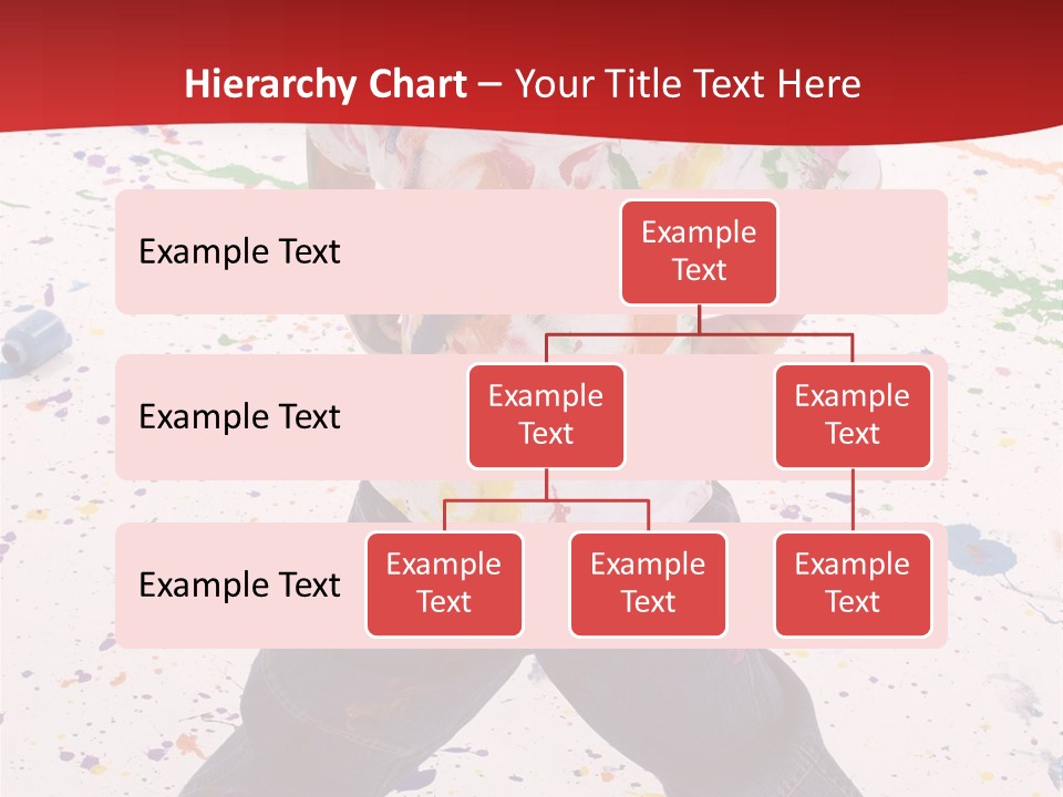 Adorable 3 Year Old Boy Child Covered In Bright Paint. Mess Of Paint On Wall, Floor, And Child. PowerPoint Template