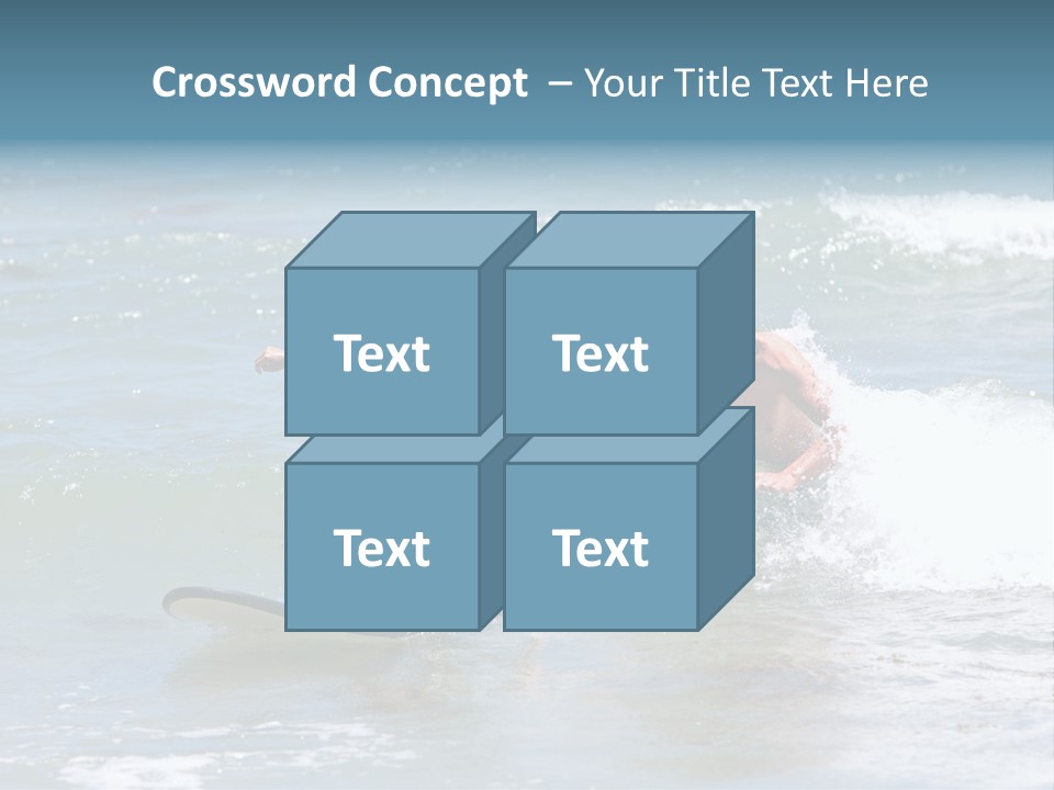 Father Teaching His Young Son How To Surf In The Sea On Vacation Or Holiday PowerPoint Template