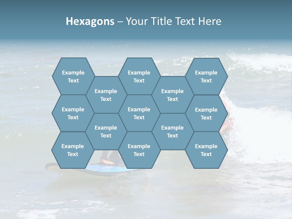 Father Teaching His Young Son How To Surf In The Sea On Vacation Or Holiday PowerPoint Template