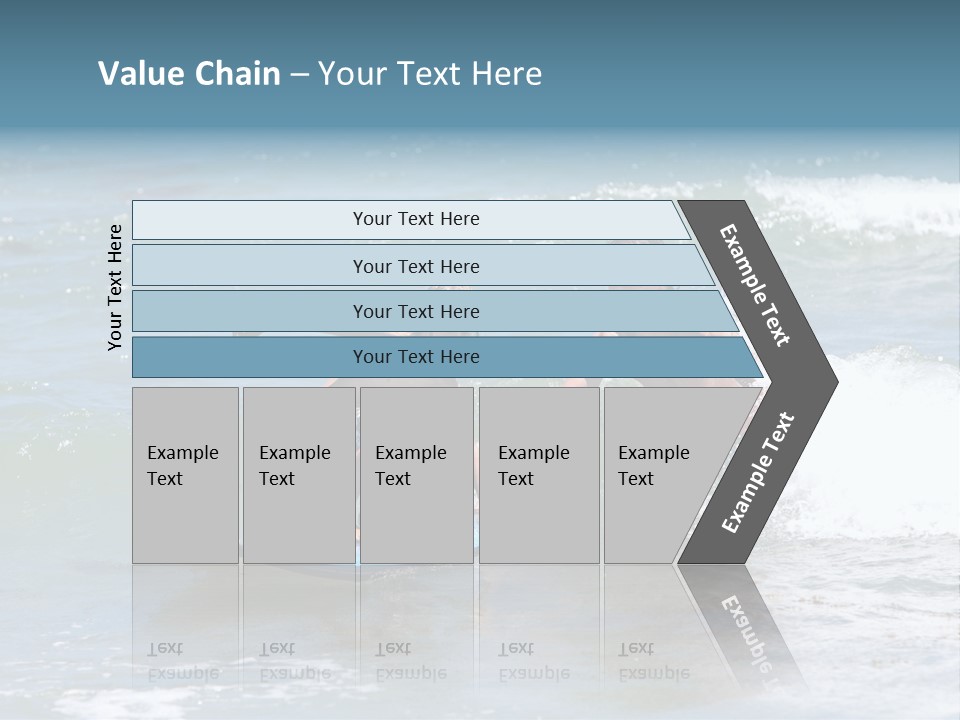 Father Teaching His Young Son How To Surf In The Sea On Vacation Or Holiday PowerPoint Template
