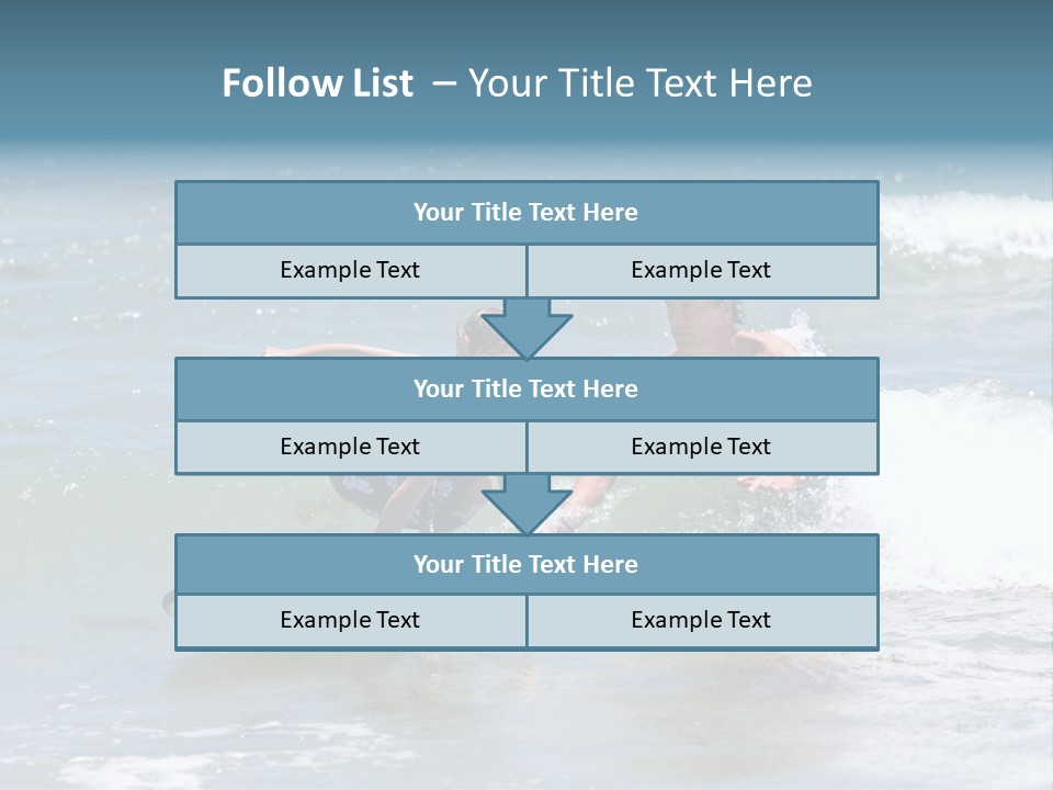Father Teaching His Young Son How To Surf In The Sea On Vacation Or Holiday PowerPoint Template