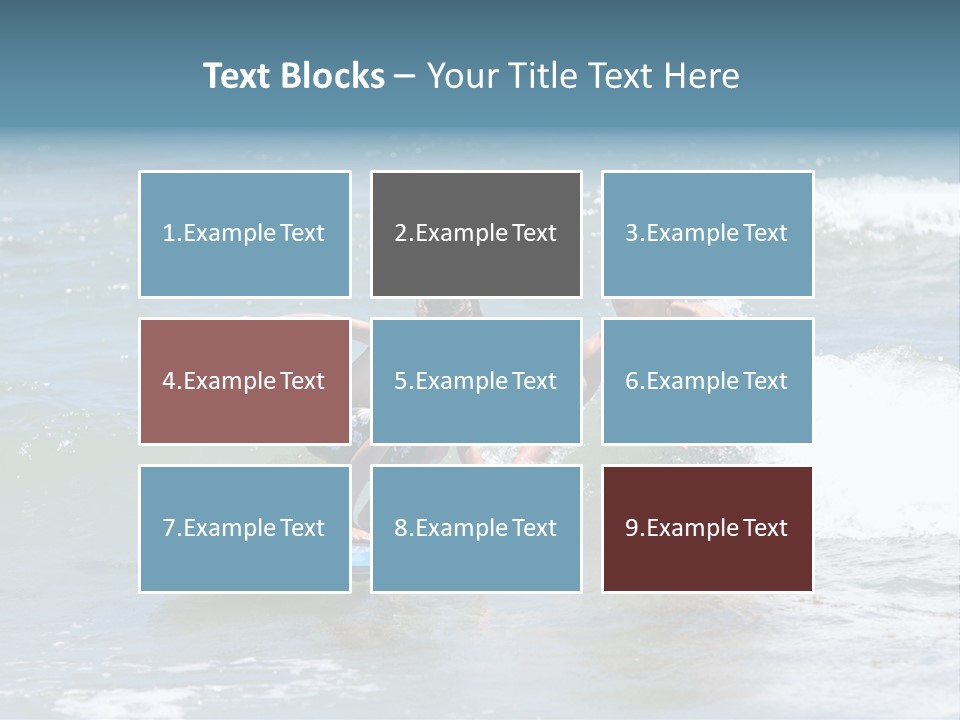 Father Teaching His Young Son How To Surf In The Sea On Vacation Or Holiday PowerPoint Template