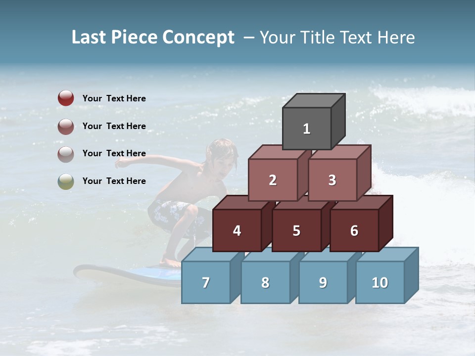 Father Teaching His Young Son How To Surf In The Sea On Vacation Or Holiday PowerPoint Template