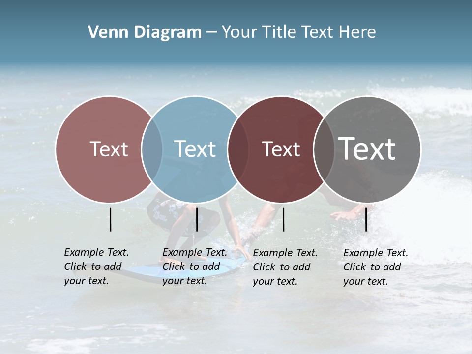 Father Teaching His Young Son How To Surf In The Sea On Vacation Or Holiday PowerPoint Template