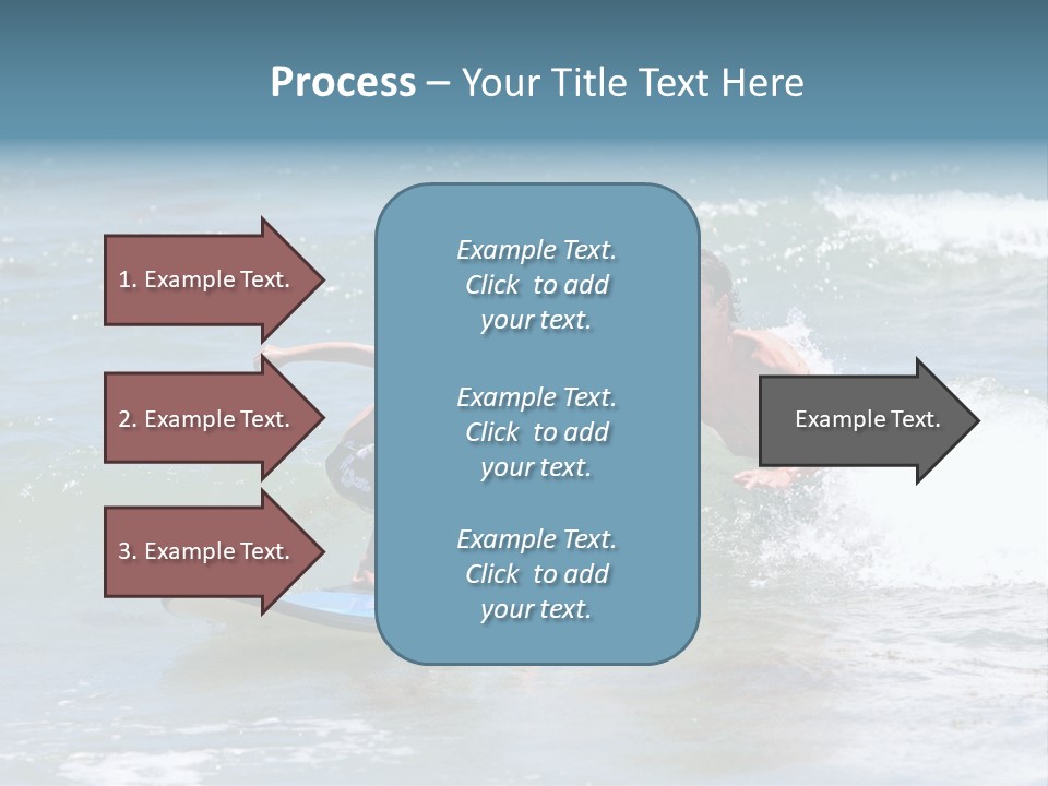 Father Teaching His Young Son How To Surf In The Sea On Vacation Or Holiday PowerPoint Template