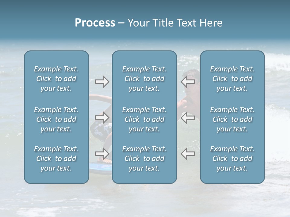 Father Teaching His Young Son How To Surf In The Sea On Vacation Or Holiday PowerPoint Template