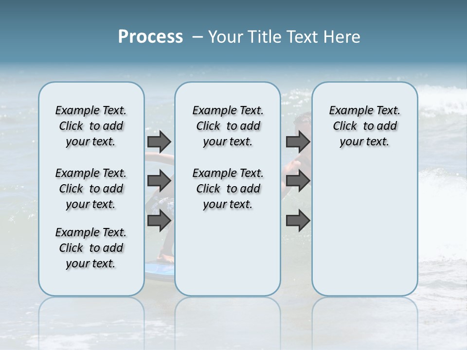 Father Teaching His Young Son How To Surf In The Sea On Vacation Or Holiday PowerPoint Template