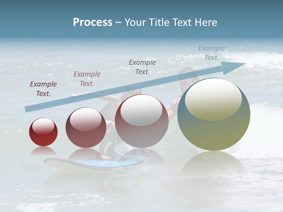 Father Teaching His Young Son How To Surf In The Sea On Vacation Or Holiday PowerPoint Template