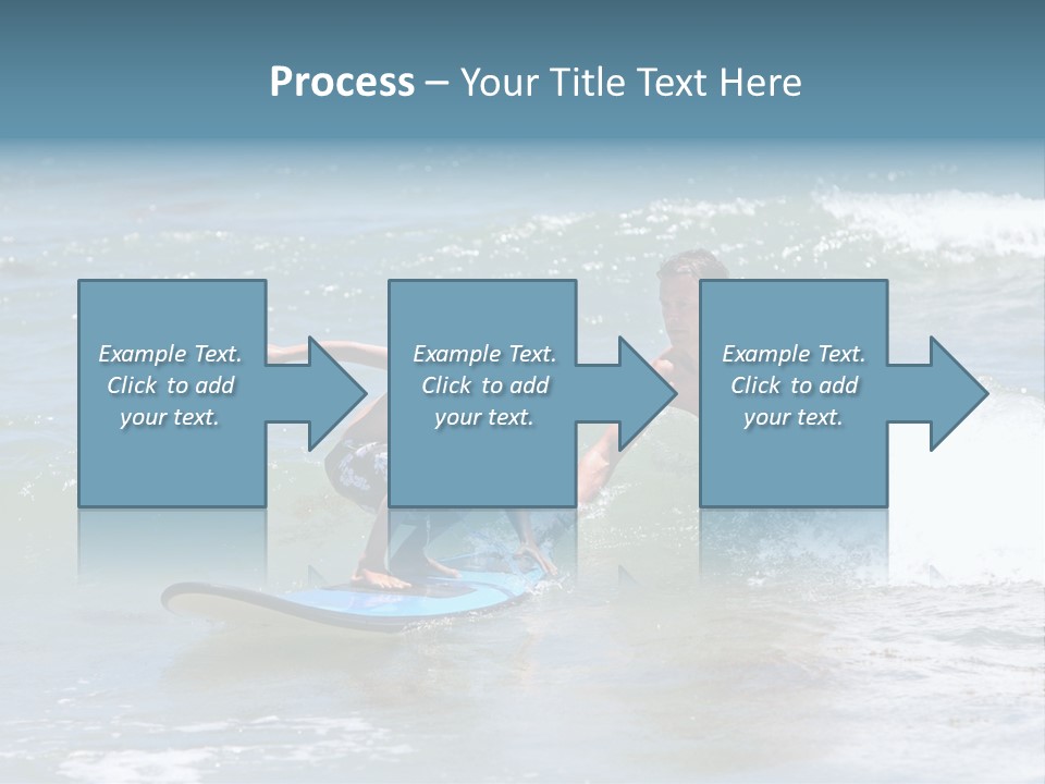 Father Teaching His Young Son How To Surf In The Sea On Vacation Or Holiday PowerPoint Template