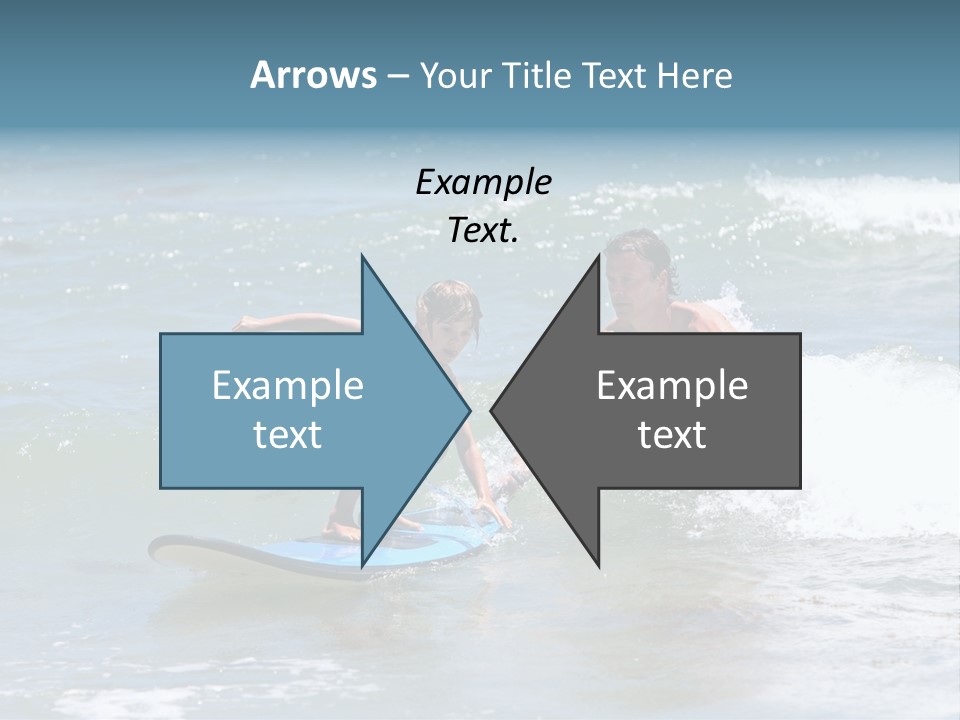 Father Teaching His Young Son How To Surf In The Sea On Vacation Or Holiday PowerPoint Template