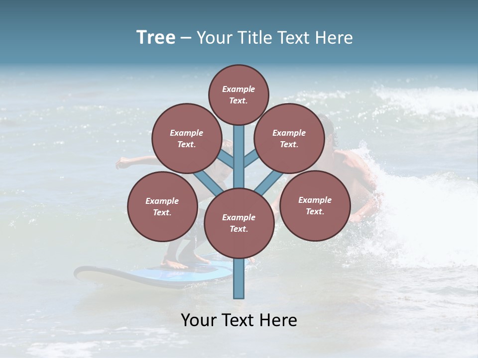 Father Teaching His Young Son How To Surf In The Sea On Vacation Or Holiday PowerPoint Template