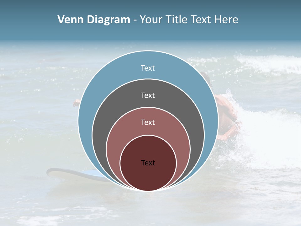 Father Teaching His Young Son How To Surf In The Sea On Vacation Or Holiday PowerPoint Template