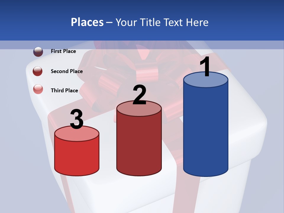 A White Present Box With A Red Ribbon On It PowerPoint Template