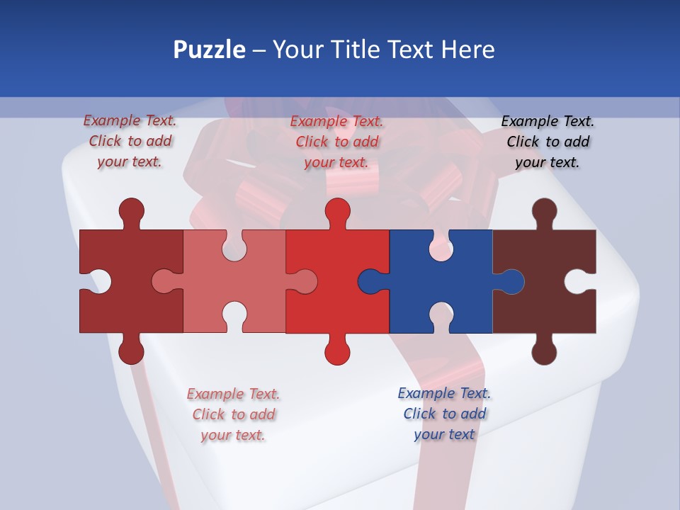 A White Present Box With A Red Ribbon On It PowerPoint Template