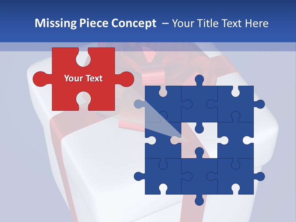 A White Present Box With A Red Ribbon On It PowerPoint Template