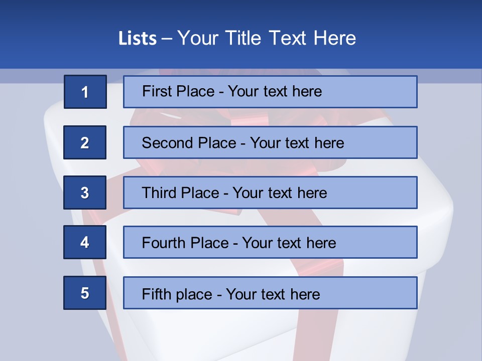 A White Present Box With A Red Ribbon On It PowerPoint Template