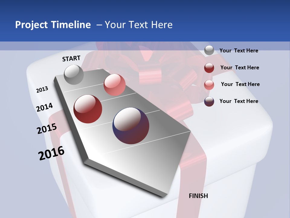 A White Present Box With A Red Ribbon On It PowerPoint Template