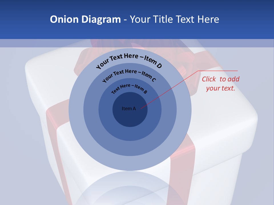 A White Present Box With A Red Ribbon On It PowerPoint Template