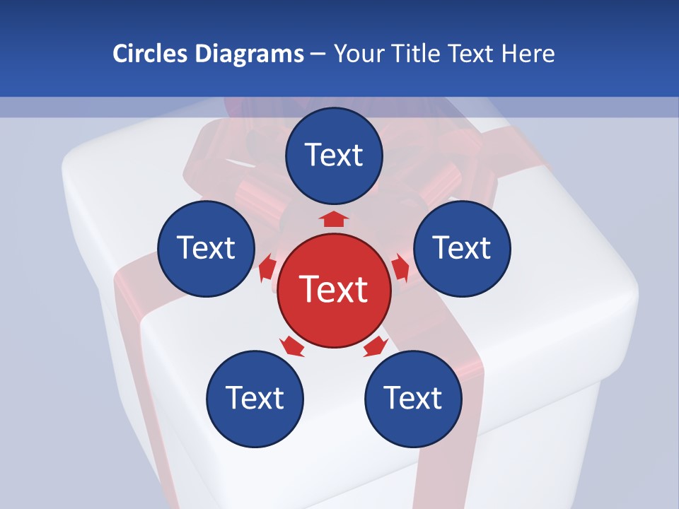 A White Present Box With A Red Ribbon On It PowerPoint Template