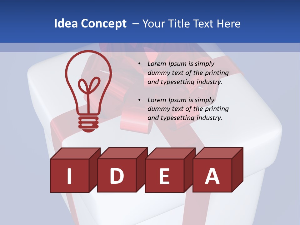 A White Present Box With A Red Ribbon On It PowerPoint Template