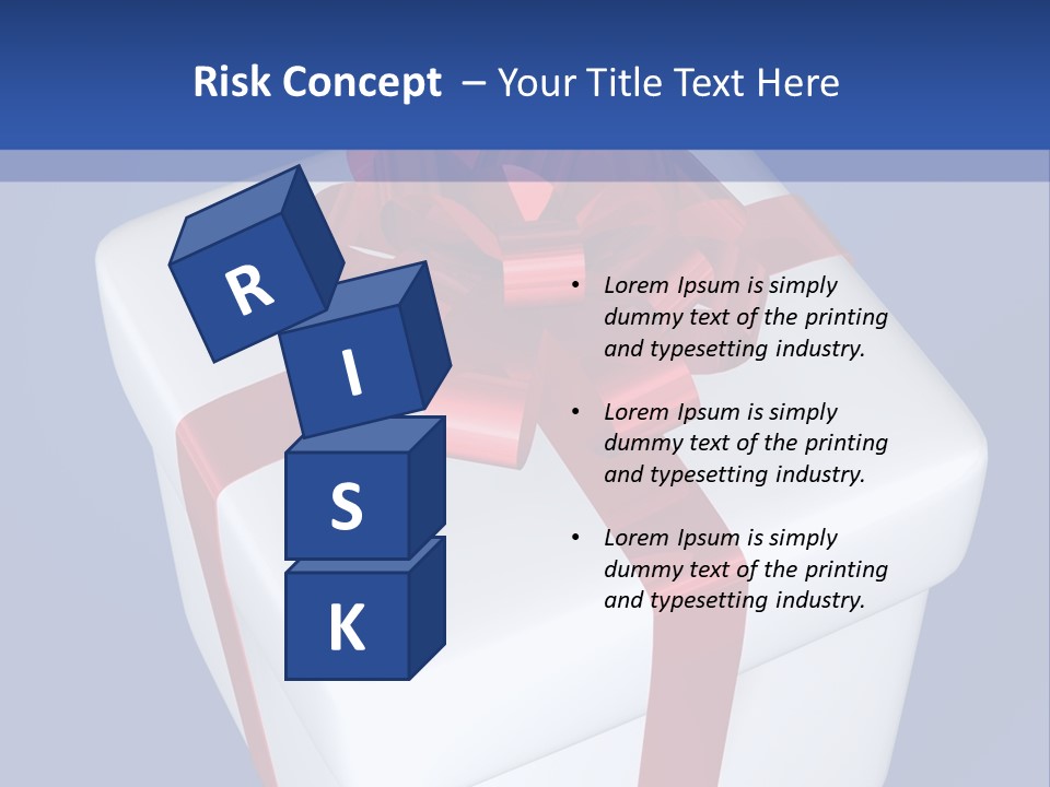 A White Present Box With A Red Ribbon On It PowerPoint Template