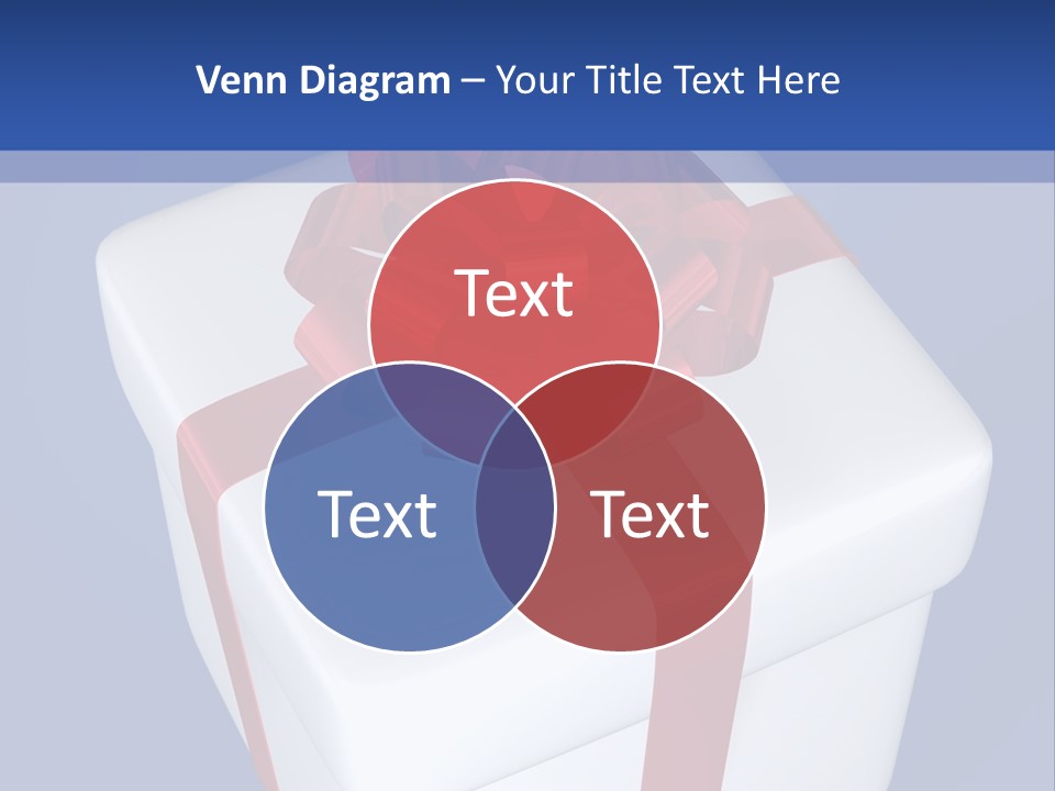 A White Present Box With A Red Ribbon On It PowerPoint Template