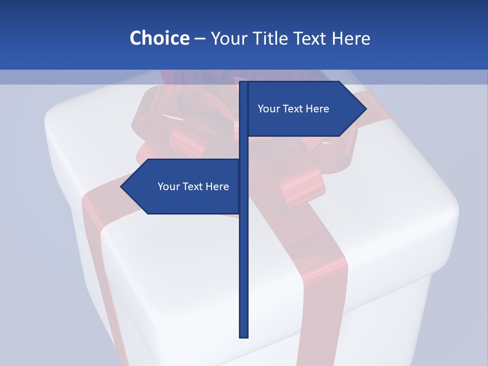 A White Present Box With A Red Ribbon On It PowerPoint Template