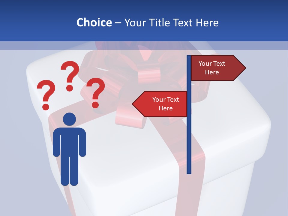 A White Present Box With A Red Ribbon On It PowerPoint Template