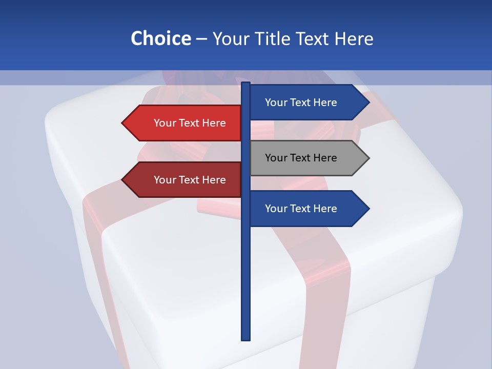 A White Present Box With A Red Ribbon On It PowerPoint Template