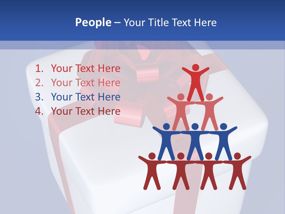 A White Present Box With A Red Ribbon On It PowerPoint Template