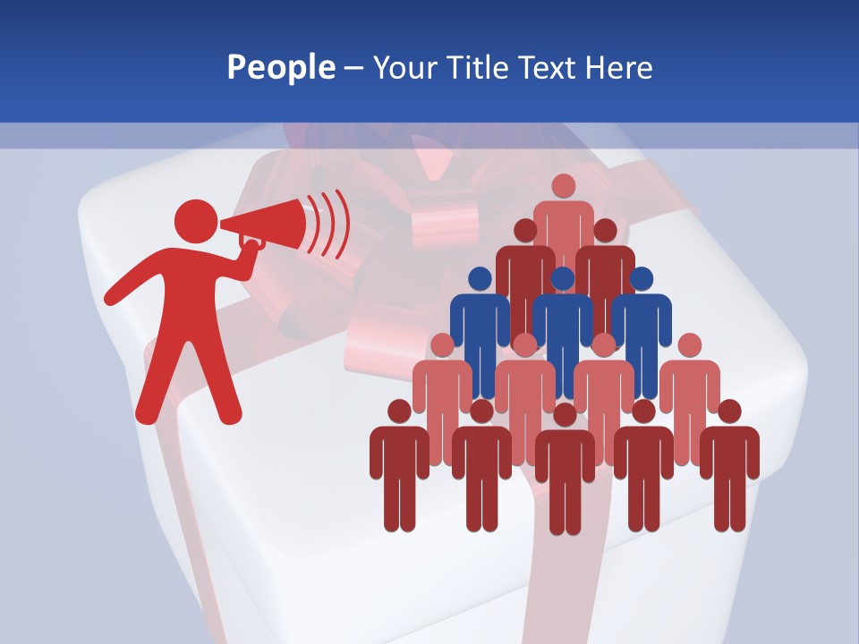 A White Present Box With A Red Ribbon On It PowerPoint Template