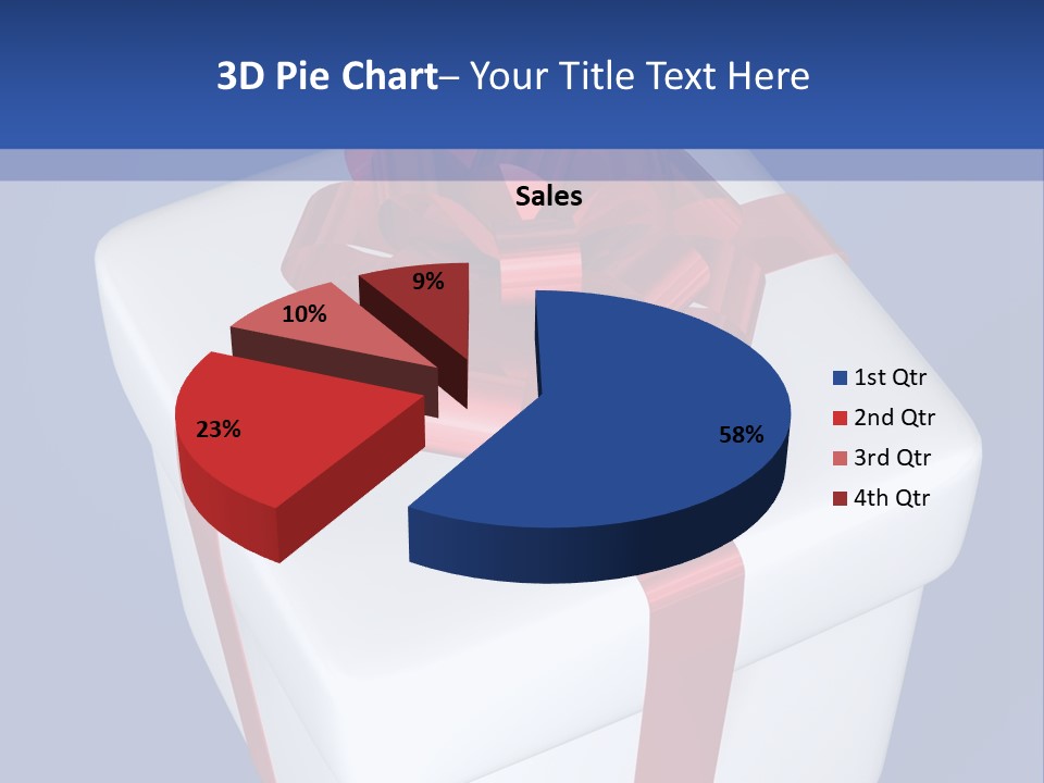 A White Present Box With A Red Ribbon On It PowerPoint Template