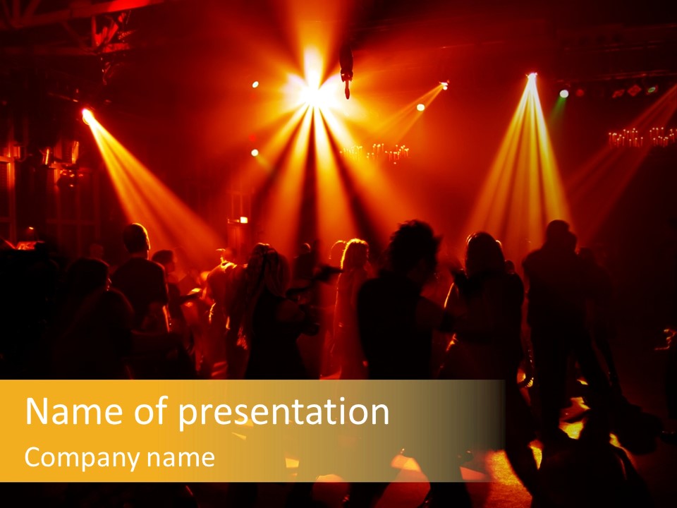 Silhouttes Of Dancing People In A Disco PowerPoint Template