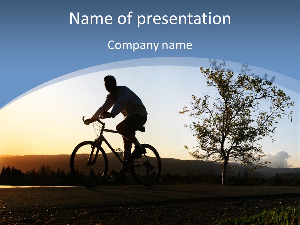 Man Riding His Bike At Sunset PowerPoint Template