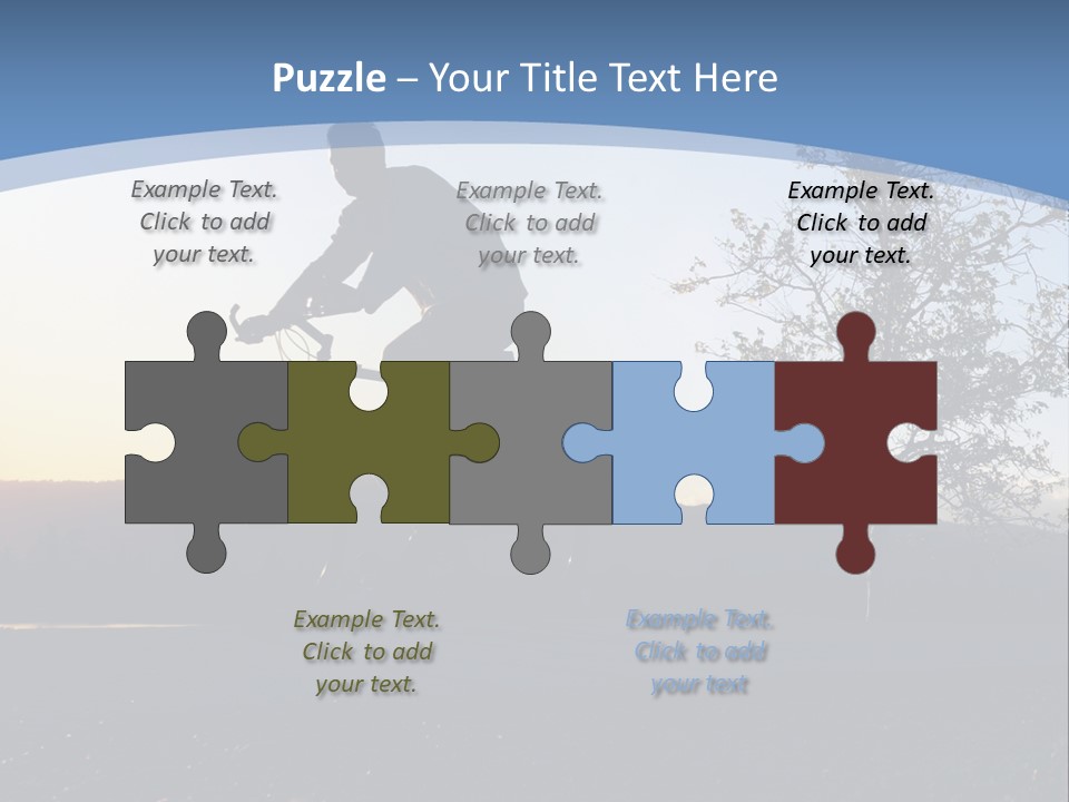 Man Riding His Bike At Sunset PowerPoint Template