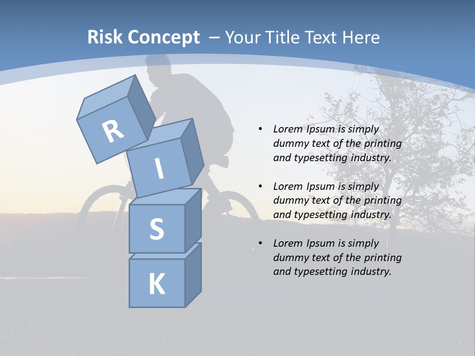 Man Riding His Bike At Sunset PowerPoint Template