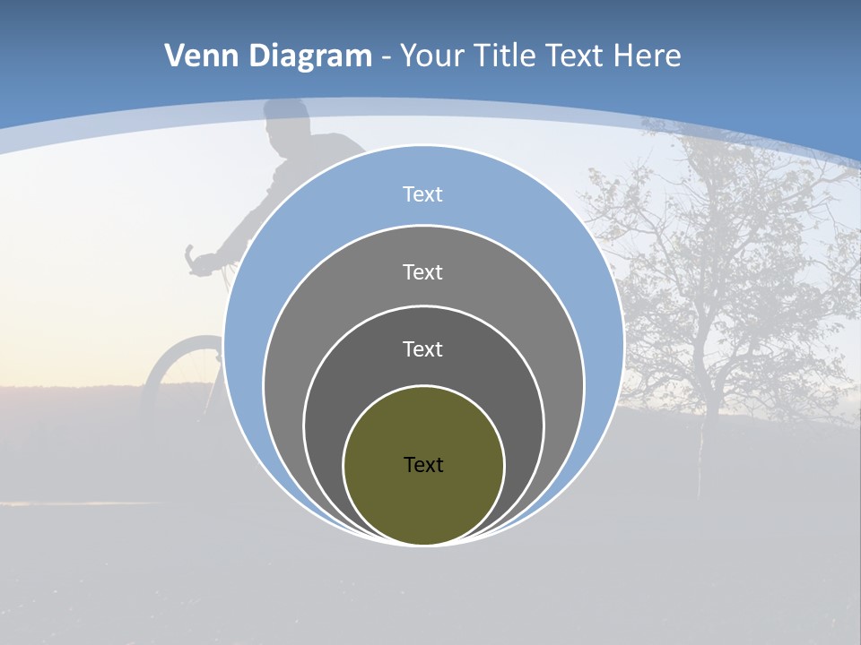 Man Riding His Bike At Sunset PowerPoint Template
