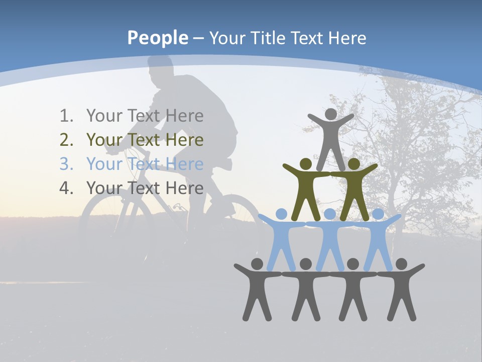 Man Riding His Bike At Sunset PowerPoint Template